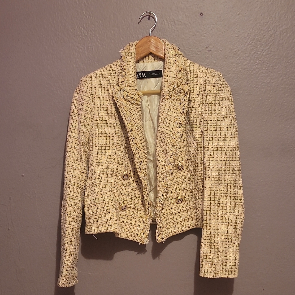 Zara Women's Tan Tweed Blazer